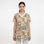 Aussie Birds Christmas La La Land Scrub Top Beige Vintage Stamp Edition - Aussie Hoodie