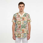 Aussie Birds Christmas La La Land Scrub Top Beige Vintage Stamp Edition - Aussie Hoodie