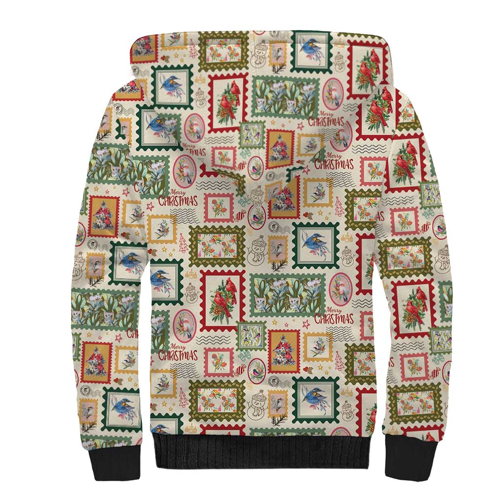 Aussie Birds Christmas La La Land Sherpa Hoodie Beige Vintage Stamp Edition - Aussie Hoodie
