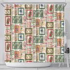 Aussie Birds Christmas La La Land Shower Curtain Beige Vintage Stamp Edition - Aussie Hoodie
