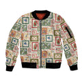 Aussie Birds Christmas La La Land Sleeve Zip Bomber Jacket Beige Vintage Stamp Edition - Aussie Hoodie