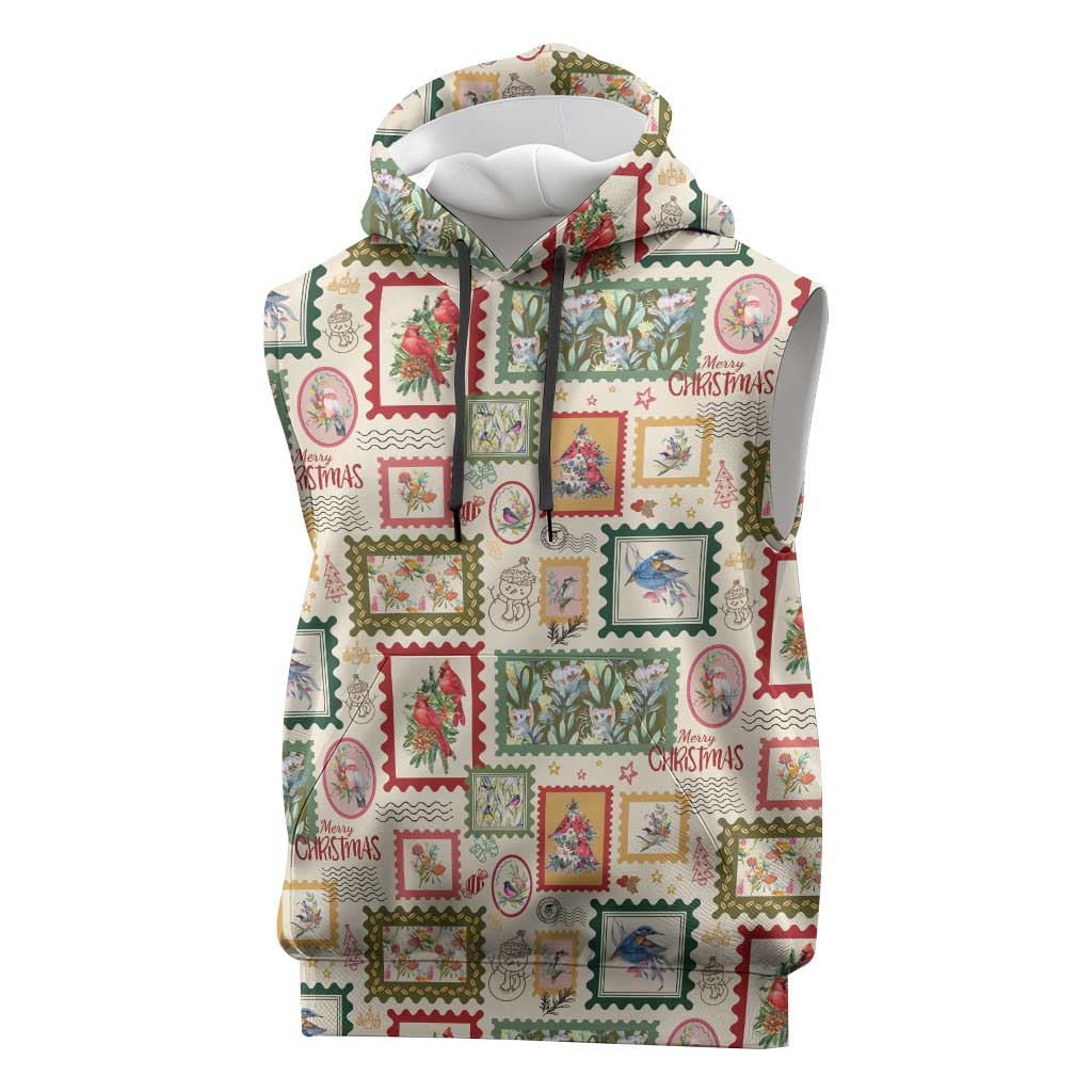 Aussie Birds Christmas La La Land Sleeveless Hoodie Beige Vintage Stamp Edition - Aussie Hoodie