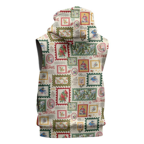 Aussie Birds Christmas La La Land Sleeveless Hoodie Beige Vintage Stamp Edition - Aussie Hoodie