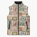 Aussie Birds Christmas La La Land Sleeveless Puffer Jacket Beige Vintage Stamp Edition - Aussie Hoodie