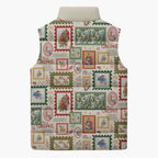 Aussie Birds Christmas La La Land Sleeveless Puffer Jacket Beige Vintage Stamp Edition - Aussie Hoodie