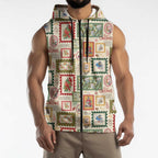 Aussie Birds Christmas La La Land Sleeveless Zip Hoodie Beige Vintage Stamp Edition LT9