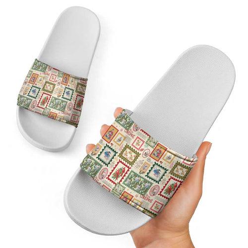Aussie Birds Christmas La La Land Slide Sandals Beige Vintage Stamp Edition - Aussie Hoodie