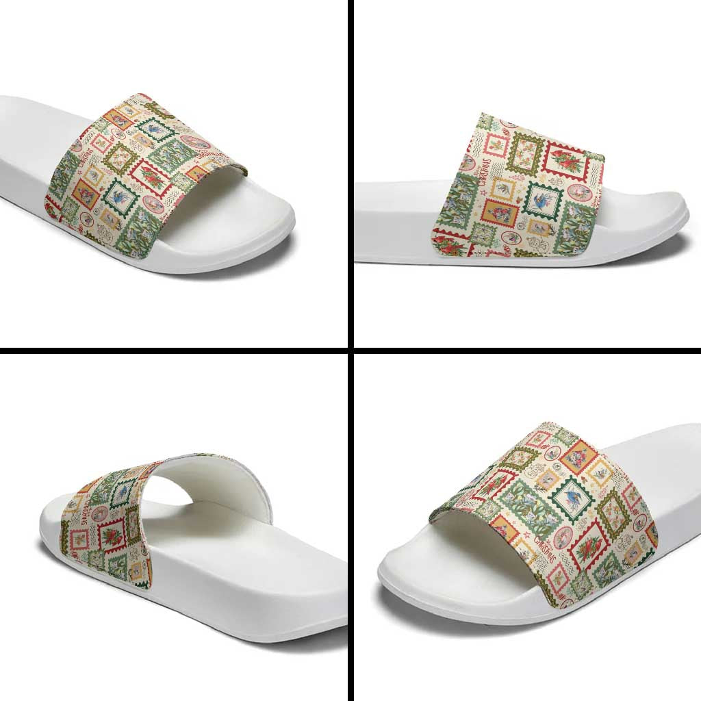 Aussie Birds Christmas La La Land Slide Sandals Beige Vintage Stamp Edition - Aussie Hoodie