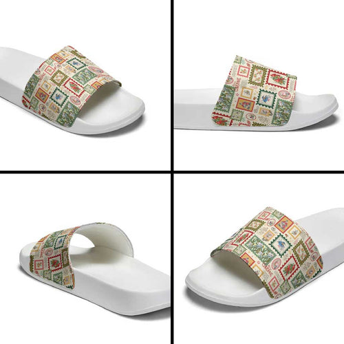 Aussie Birds Christmas La La Land Slide Sandals Beige Vintage Stamp Edition - Aussie Hoodie