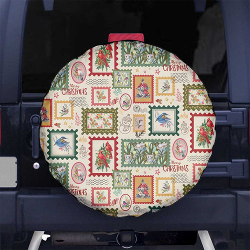 Aussie Birds Christmas La La Land Spare Tire Cover Beige Vintage Stamp Edition - Aussie Hoodie