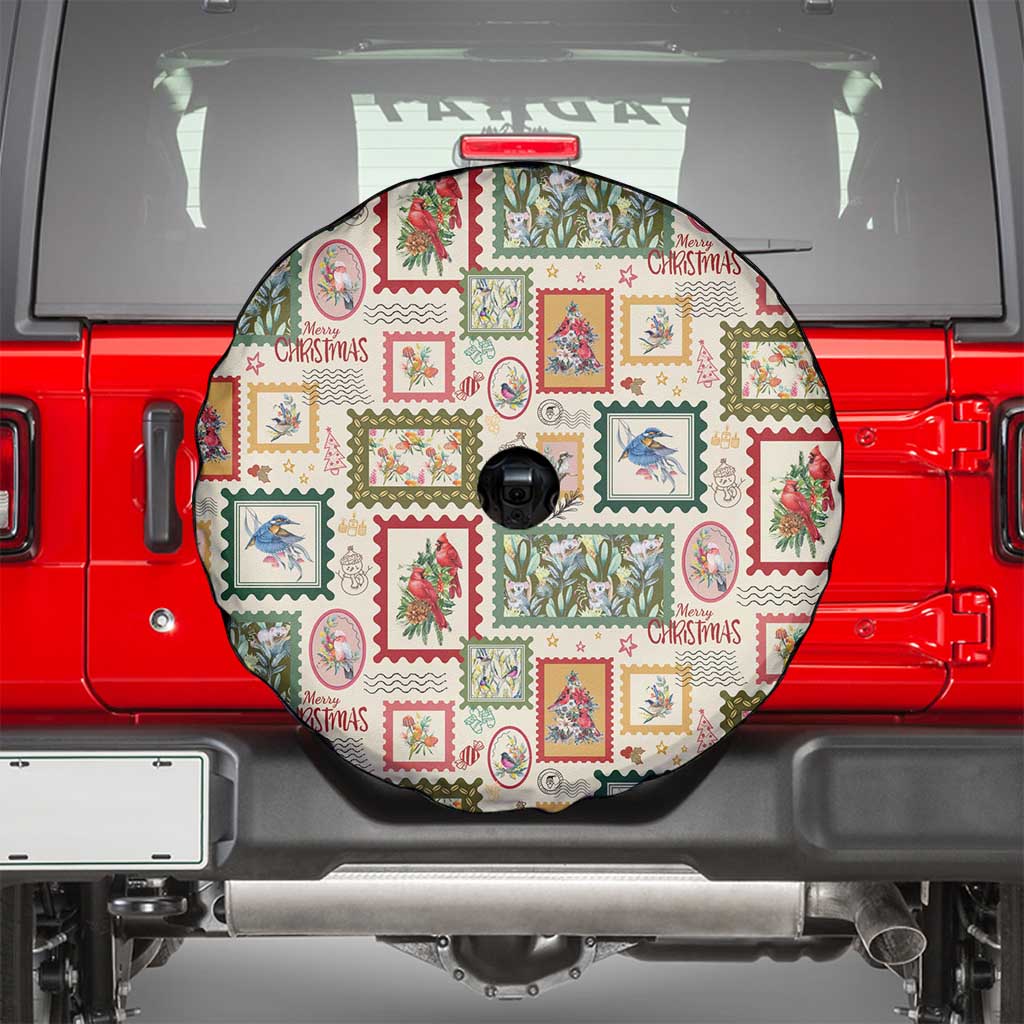 Aussie Birds Christmas La La Land Spare Tire Cover Beige Vintage Stamp Edition - Aussie Hoodie