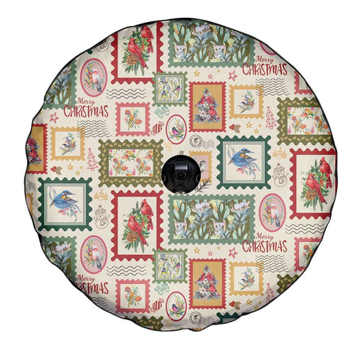 Aussie Birds Christmas La La Land Spare Tire Cover Beige Vintage Stamp Edition - Aussie Hoodie