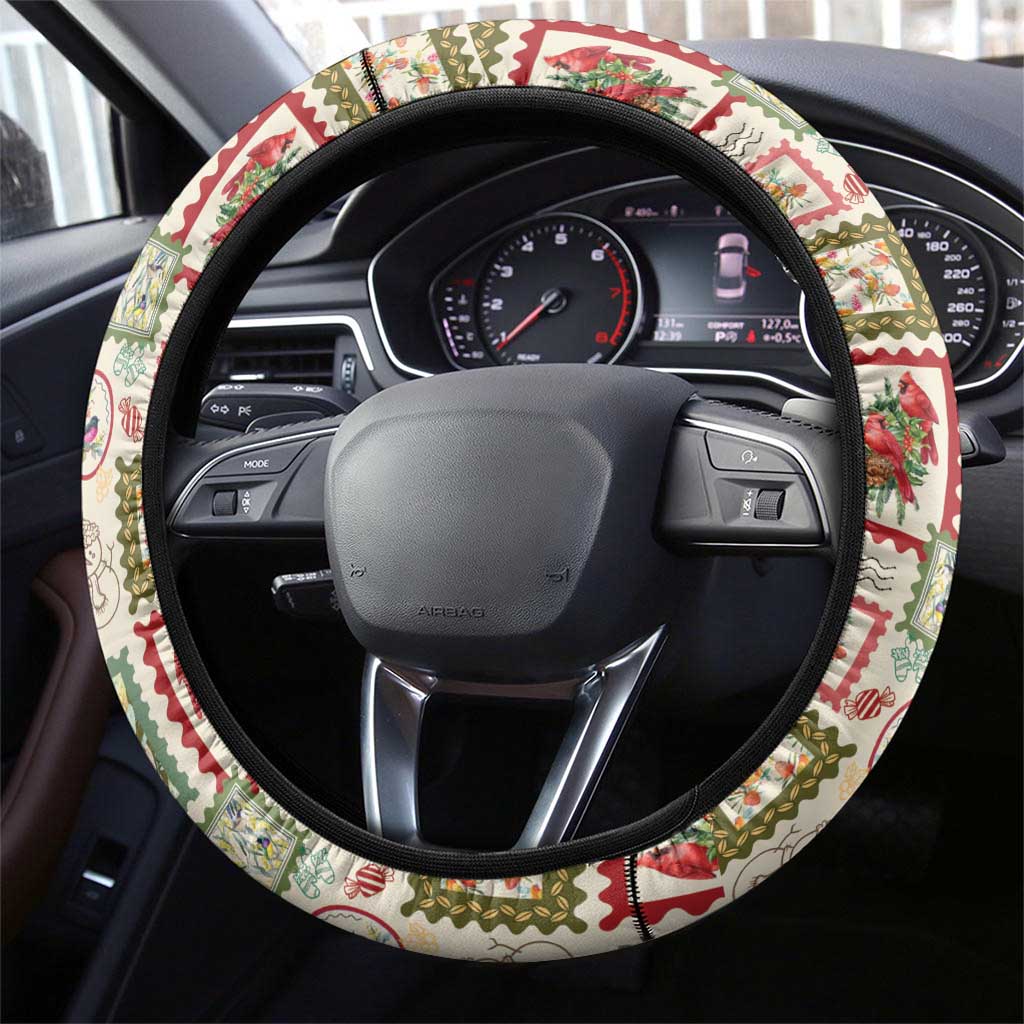 Aussie Birds Christmas La La Land Steering Wheel Cover Beige Vintage Stamp Edition - Aussie Hoodie