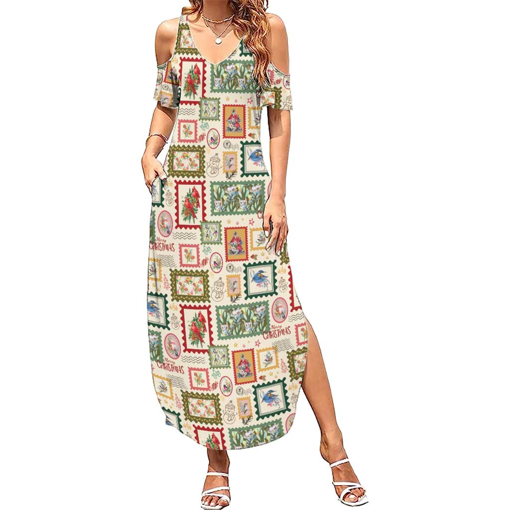 Aussie Birds Christmas La La Land Summer Maxi Dress Beige Vintage Stamp Edition - Aussie Hoodie