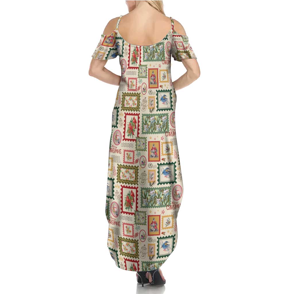 Aussie Birds Christmas La La Land Summer Maxi Dress Beige Vintage Stamp Edition - Aussie Hoodie