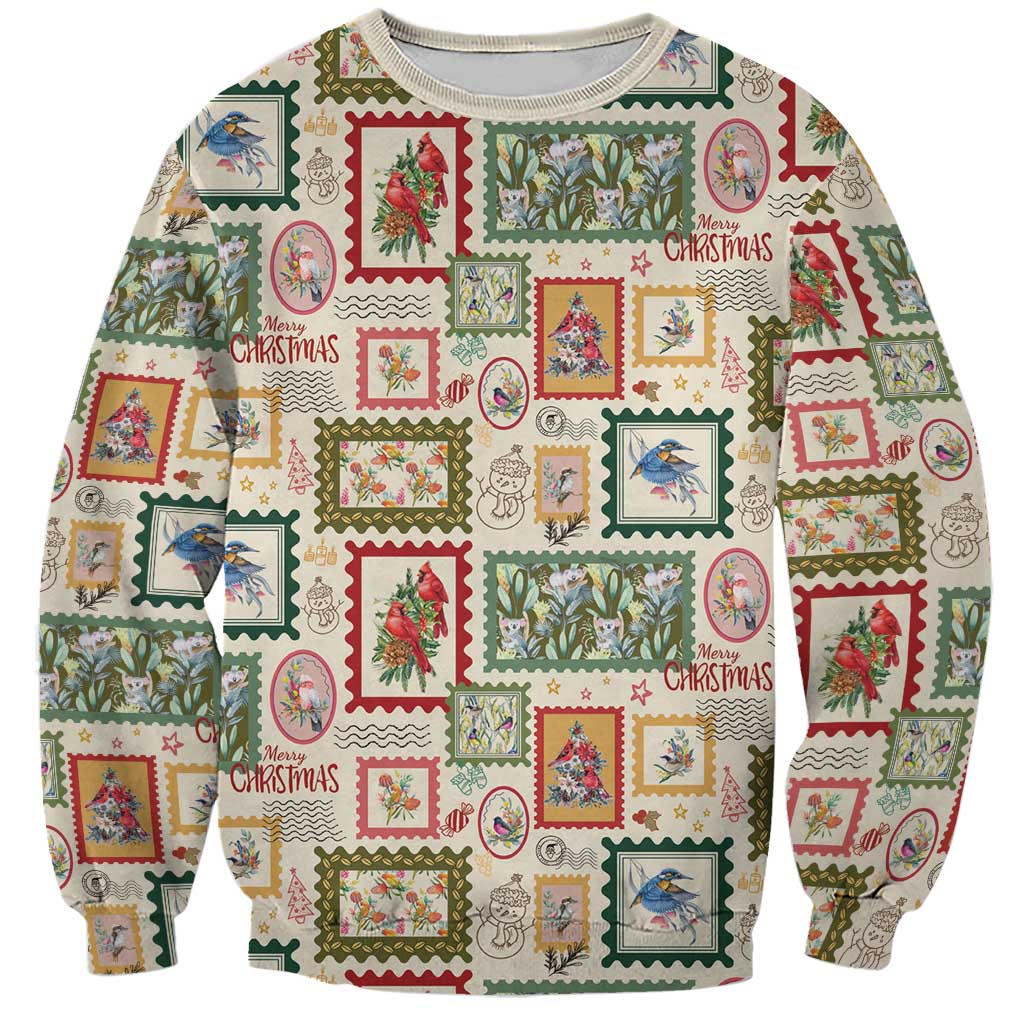 Aussie Birds Christmas La La Land Sweatshirt Beige Vintage Stamp Edition - Aussie Hoodie