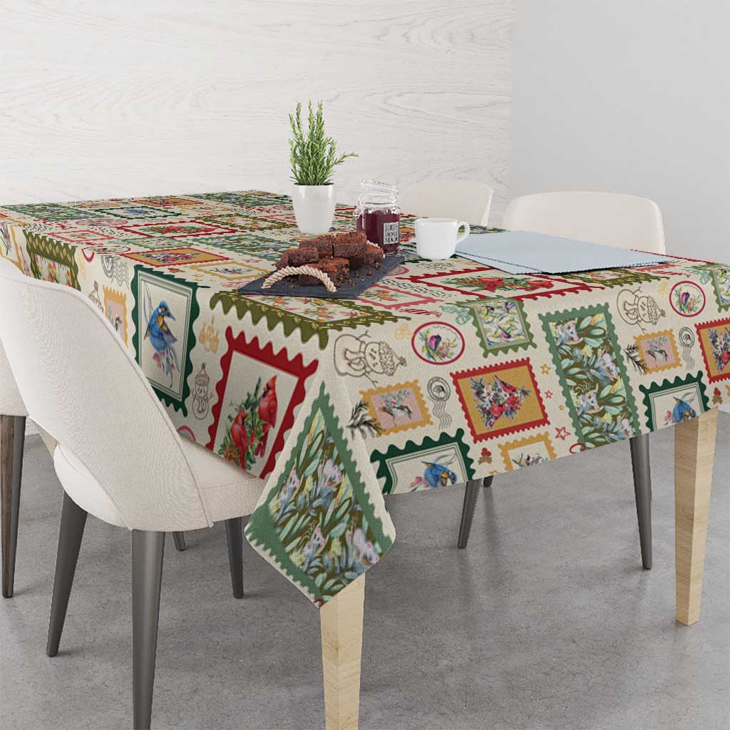 Aussie Birds Christmas La La Land Tablecloth Beige Vintage Stamp Edition - Aussie Hoodie