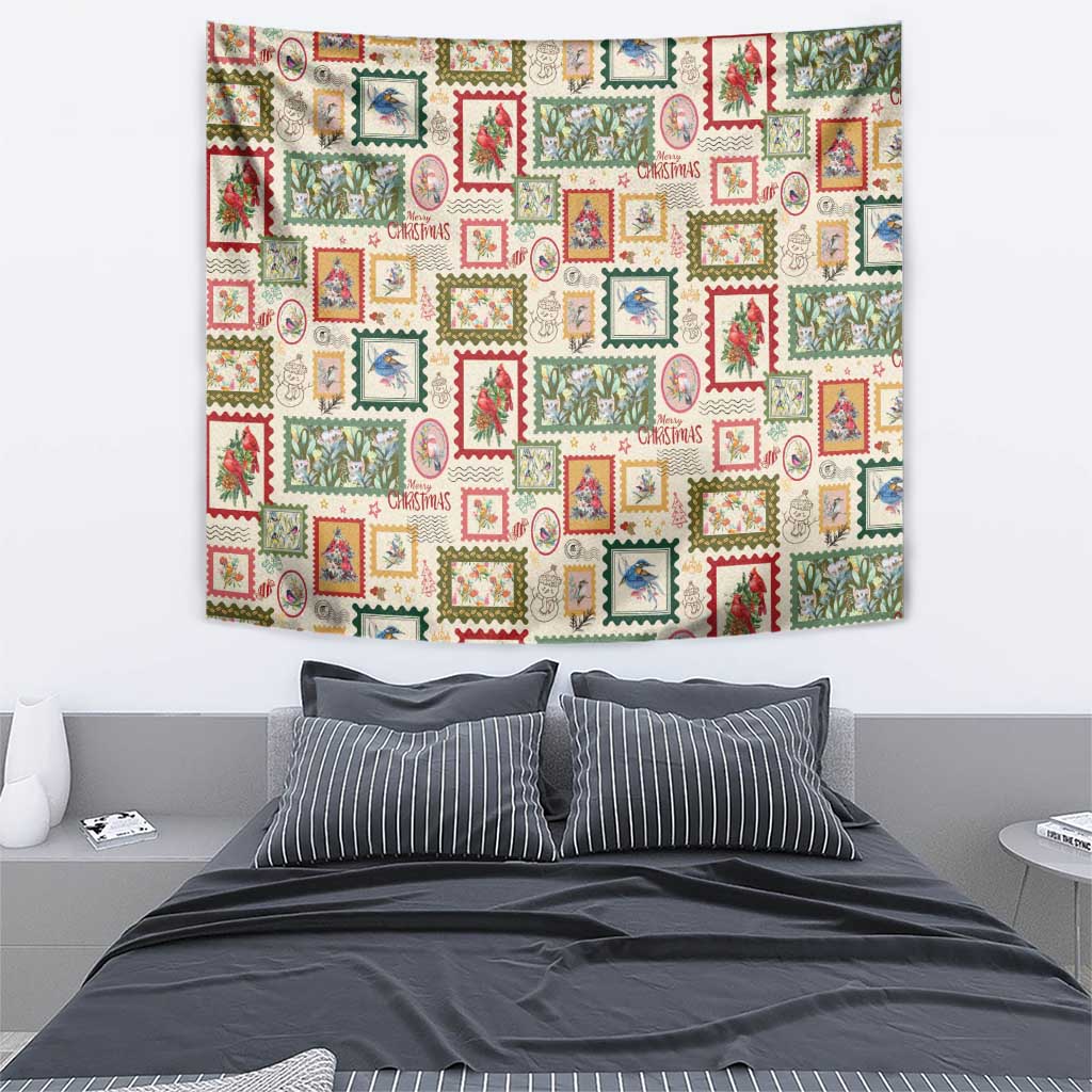Aussie Birds Christmas La La Land Tapestry Beige Vintage Stamp Edition - Aussie Hoodie