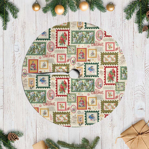 Aussie Birds Christmas La La Land Tree Skirt Beige Vintage Stamp Edition - Aussie Hoodie