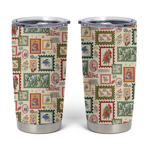Aussie Birds Christmas La La Land Tumbler Cup Beige Vintage Stamp Edition - Aussie Hoodie