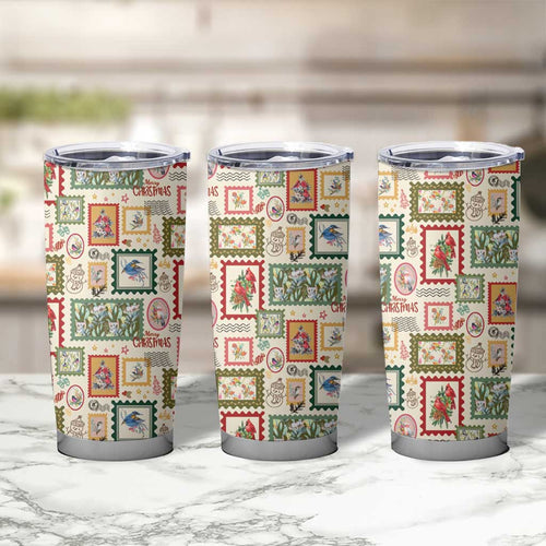 Aussie Birds Christmas La La Land Tumbler Cup Beige Vintage Stamp Edition - Aussie Hoodie