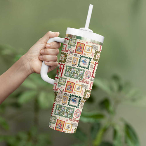 Aussie Birds Christmas La La Land Tumbler With Handle Beige Vintage Stamp Edition - Aussie Hoodie