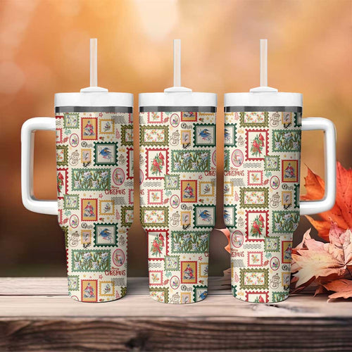 Aussie Birds Christmas La La Land Tumbler With Handle Beige Vintage Stamp Edition - Aussie Hoodie