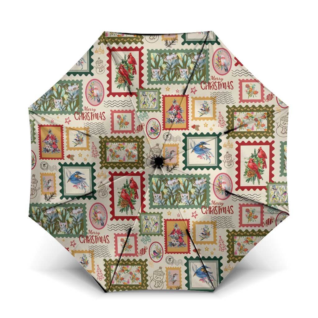 Aussie Birds Christmas La La Land Umbrella Beige Vintage Stamp Edition - Aussie Hoodie