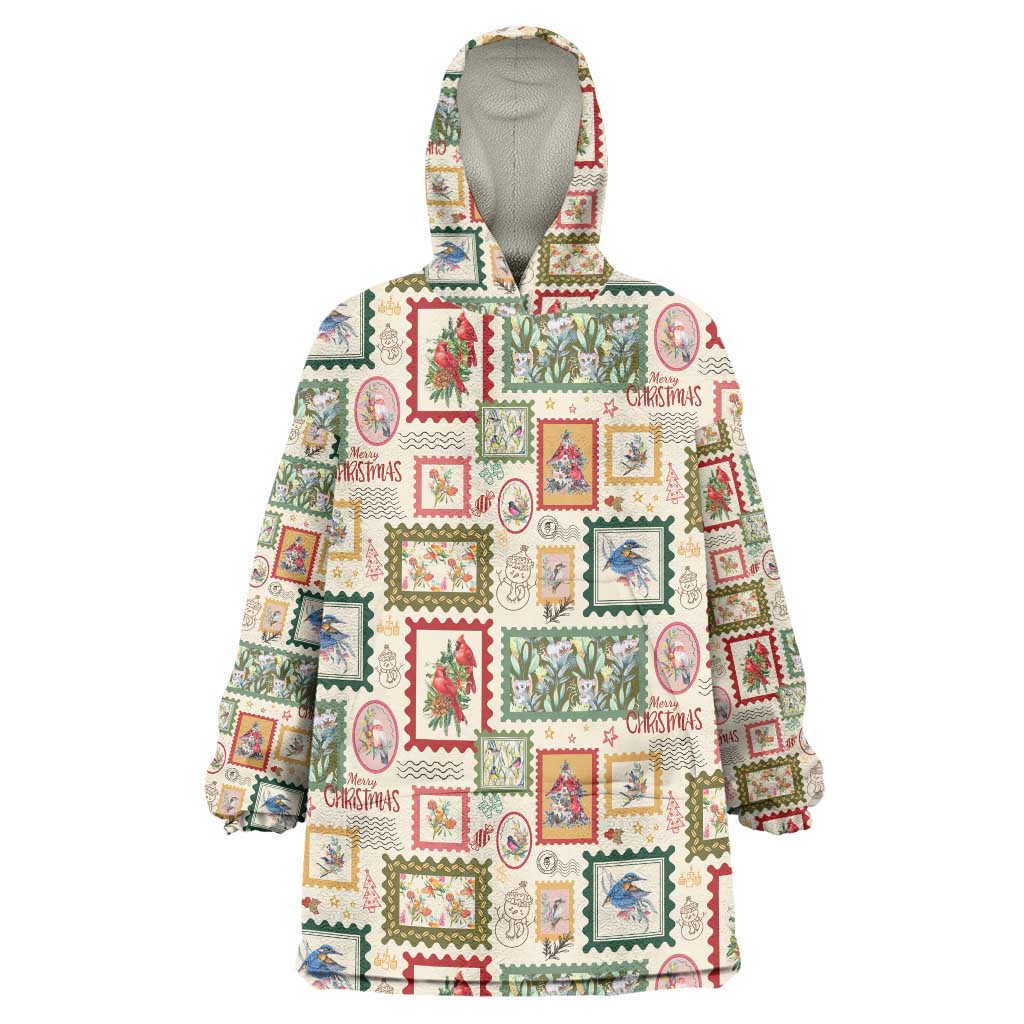 Aussie Birds Christmas La La Land Wearable Blanket Hoodie Beige Vintage Stamp Edition - Aussie Hoodie
