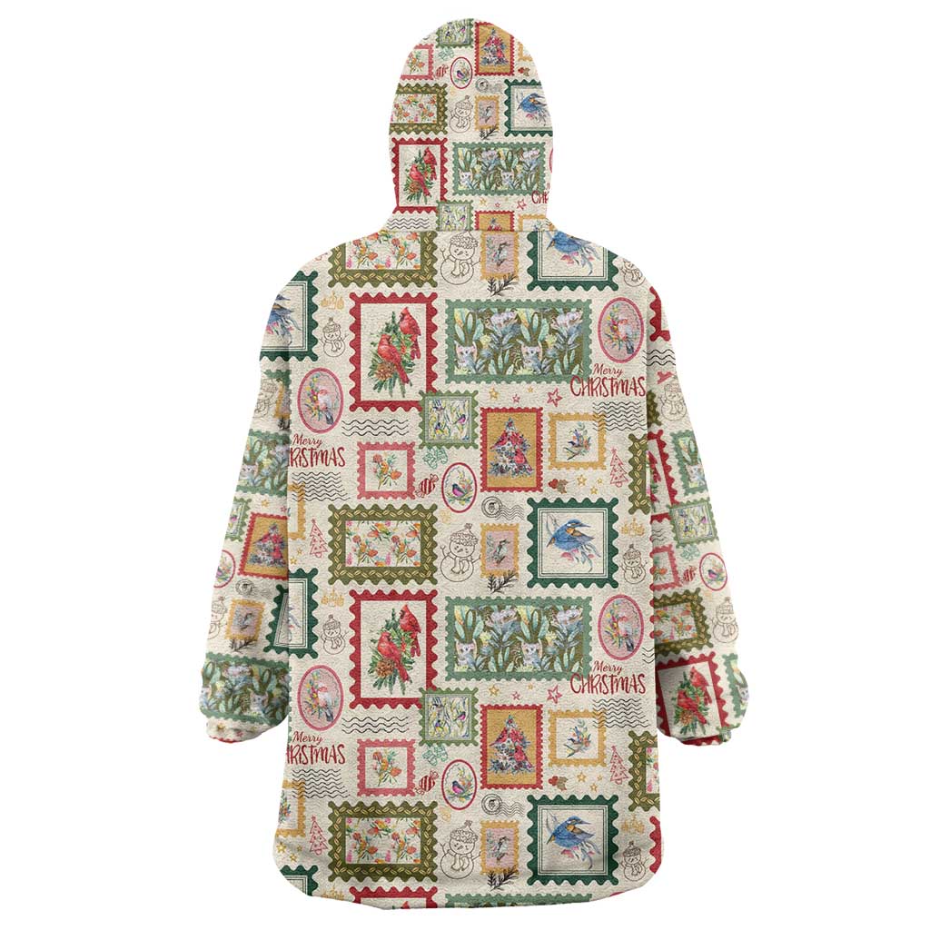 Aussie Birds Christmas La La Land Wearable Blanket Hoodie Beige Vintage Stamp Edition - Aussie Hoodie