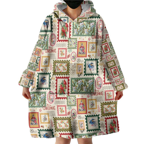 Aussie Birds Christmas La La Land Wearable Blanket Hoodie Beige Vintage Stamp Edition - Aussie Hoodie