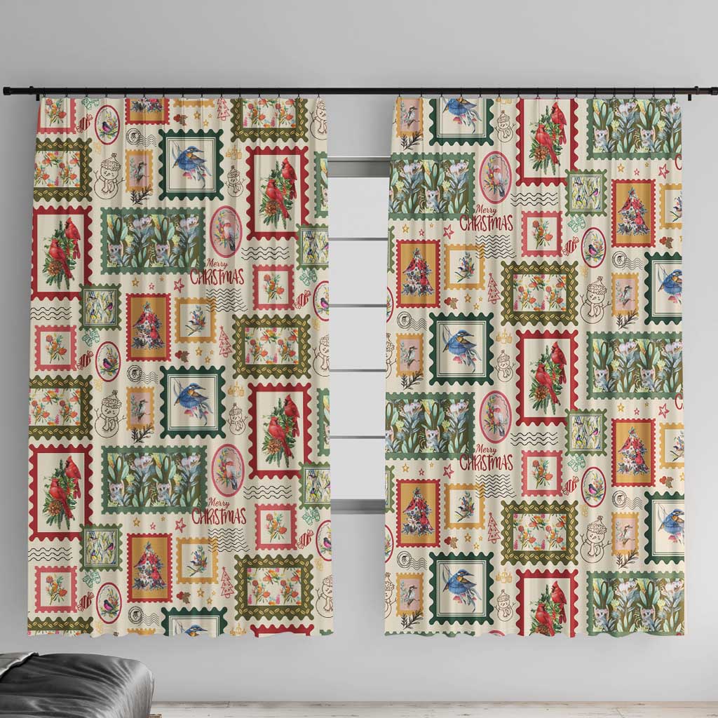Aussie Birds Christmas La La Land Window Curtain Beige Vintage Stamp Edition - Aussie Hoodie