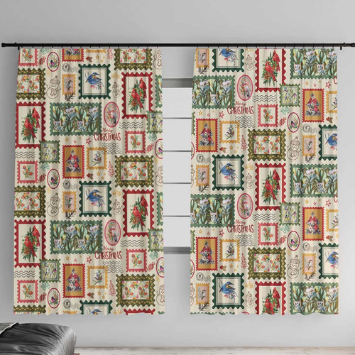 Aussie Birds Christmas La La Land Window Curtain Beige Vintage Stamp Edition - Aussie Hoodie