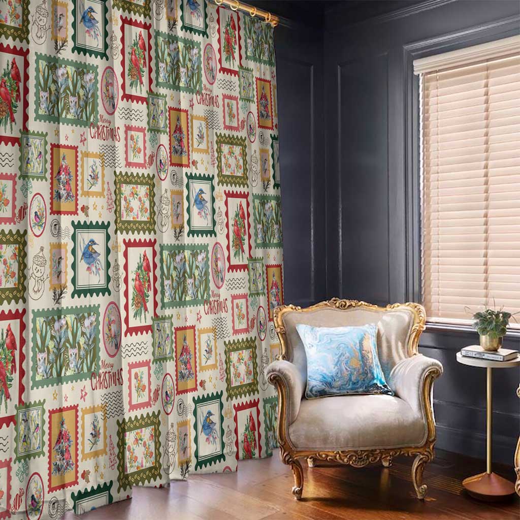 Aussie Birds Christmas La La Land Window Curtain Beige Vintage Stamp Edition - Aussie Hoodie