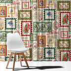 Aussie Birds Christmas La La Land Window Curtain Beige Vintage Stamp Edition - Aussie Hoodie