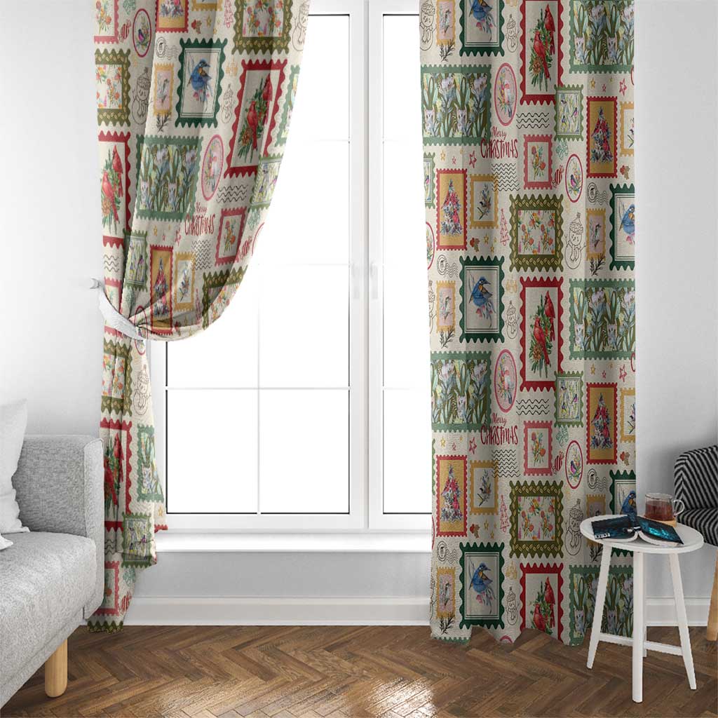 Aussie Birds Christmas La La Land Window Curtain Beige Vintage Stamp Edition - Aussie Hoodie