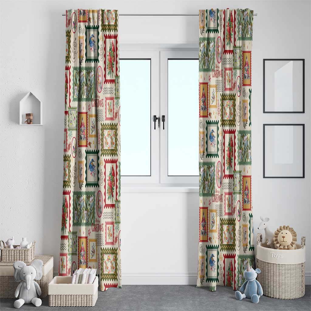 Aussie Birds Christmas La La Land Window Curtain Beige Vintage Stamp Edition - Aussie Hoodie