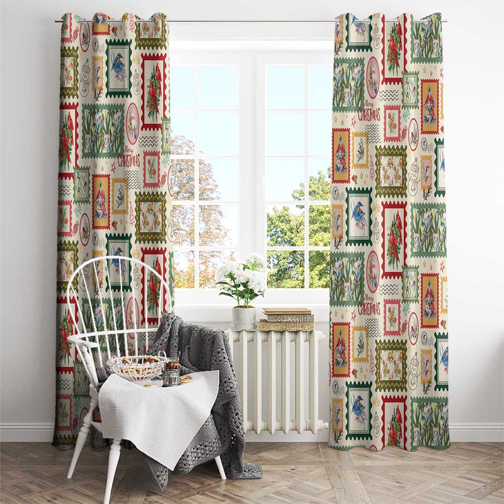 Aussie Birds Christmas La La Land Window Curtain Beige Vintage Stamp Edition - Aussie Hoodie