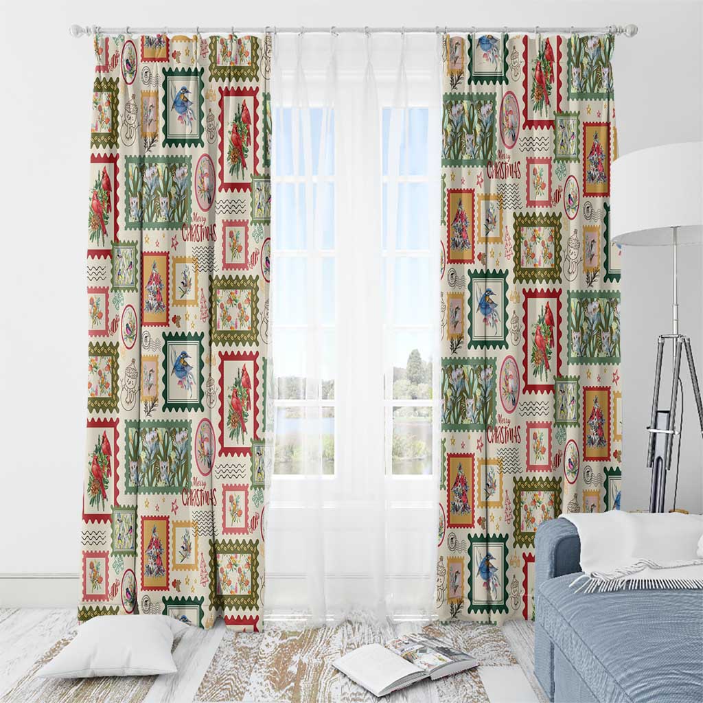 Aussie Birds Christmas La La Land Window Curtain Beige Vintage Stamp Edition - Aussie Hoodie
