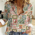 Aussie Birds Christmas La La Land Women Casual Shirt Beige Vintage Stamp Edition - Aussie Hoodie