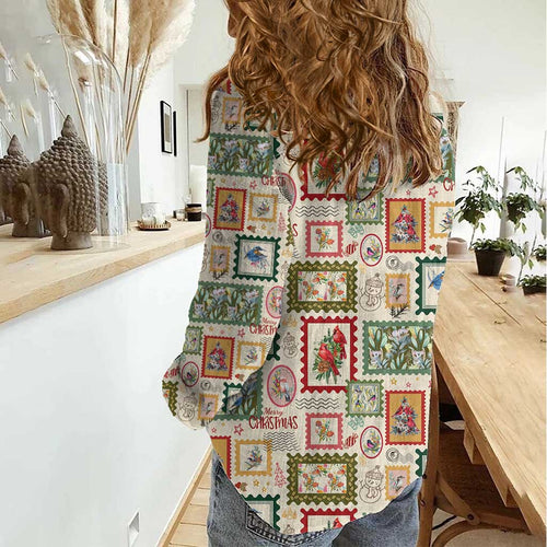 Aussie Birds Christmas La La Land Women Casual Shirt Beige Vintage Stamp Edition - Aussie Hoodie