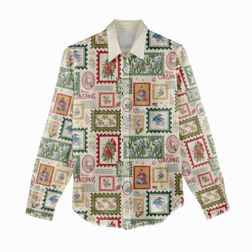 Aussie Birds Christmas La La Land Women Casual Shirt Beige Vintage Stamp Edition - Aussie Hoodie