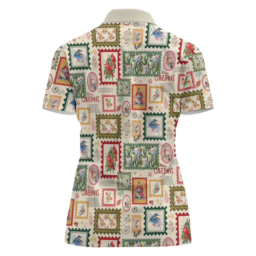 Aussie Birds Christmas La La Land Women Polo Shirt Beige Vintage Stamp Edition - Aussie Hoodie