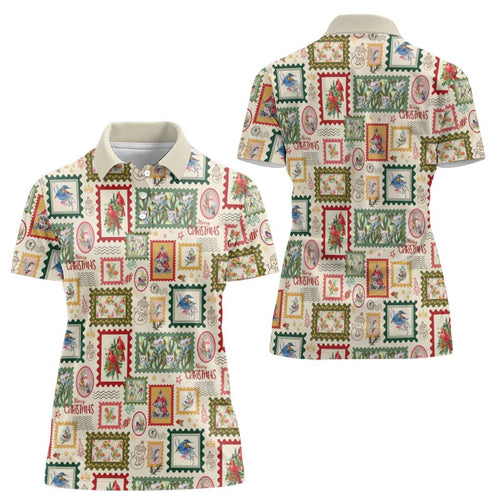 Aussie Birds Christmas La La Land Women Polo Shirt Beige Vintage Stamp Edition - Aussie Hoodie