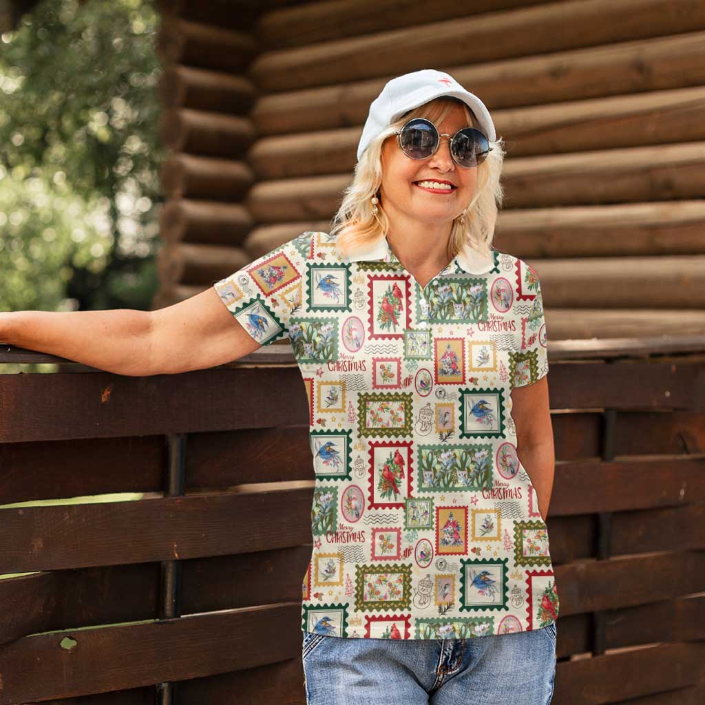 Aussie Birds Christmas La La Land Women Polo Shirt Beige Vintage Stamp Edition - Aussie Hoodie