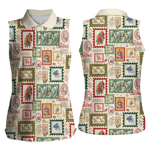 Aussie Birds Christmas La La Land Women Sleeveless Polo Shirt Beige Vintage Stamp Edition - Aussie Hoodie