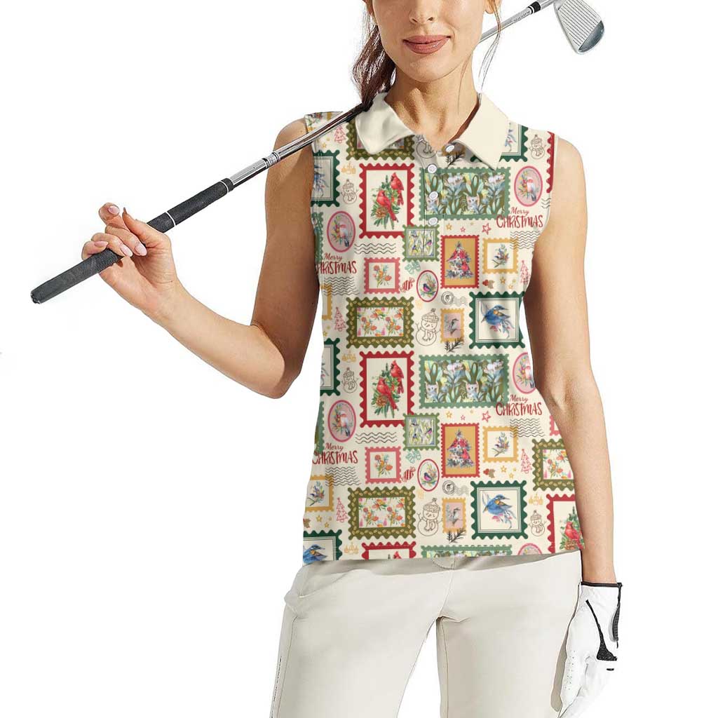 Aussie Birds Christmas La La Land Women Sleeveless Polo Shirt Beige Vintage Stamp Edition - Aussie Hoodie