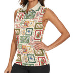 Aussie Birds Christmas La La Land Women Sleeveless Polo Shirt Beige Vintage Stamp Edition - Aussie Hoodie