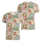 Aussie Birds Christmas La La Land Women V-Neck T-Shirt Beige Vintage Stamp Edition - Aussie Hoodie