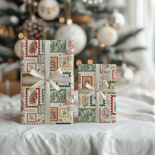 Aussie Birds Christmas La La Land Wrapping Paper Beige Vintage Stamp Edition - Aussie Hoodie